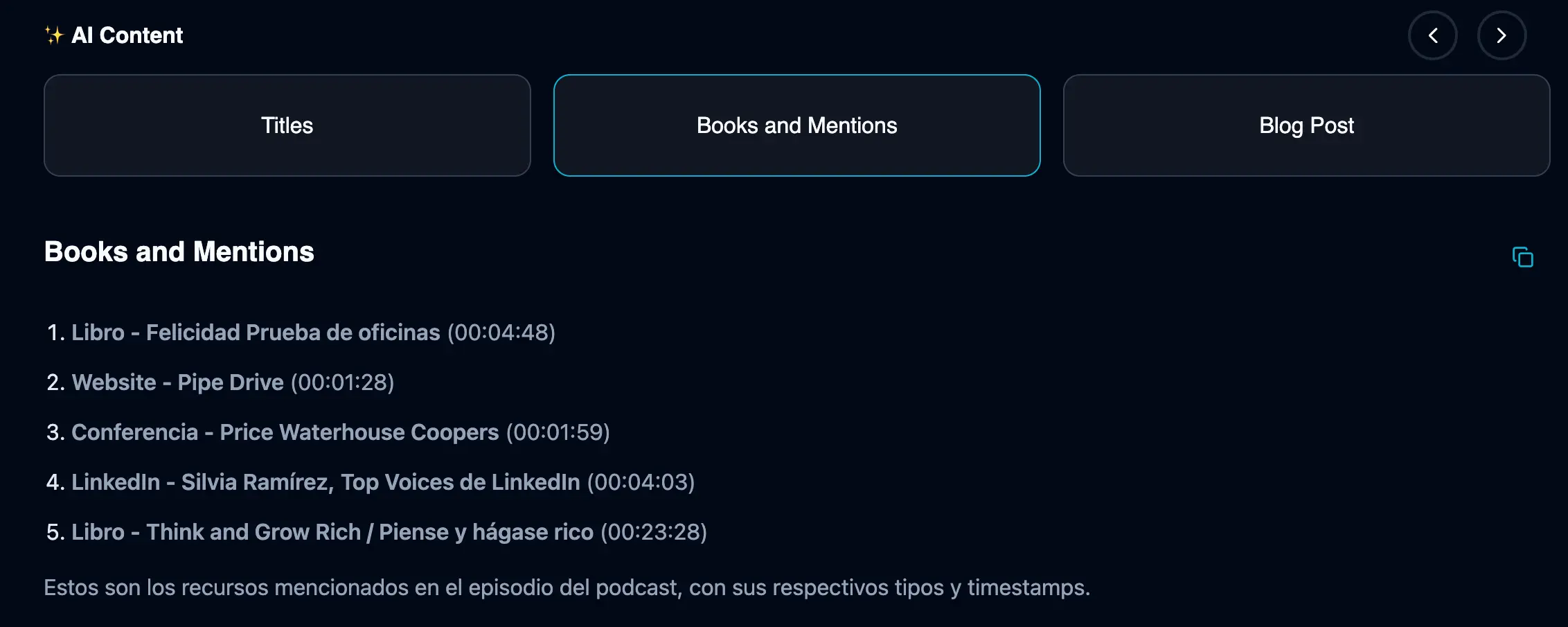 book mentions in podcast episode